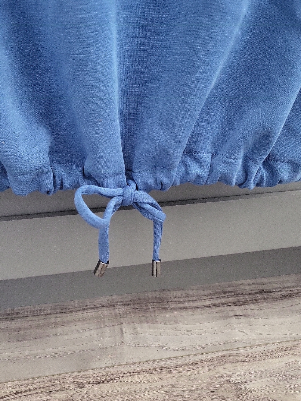 Blue Drawstring Hem Pocket Top - Picture 3 of 5